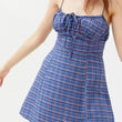blue plaid mini dress