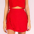 red wrap skirt