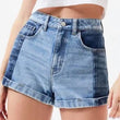 blue two tone jean shorts