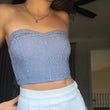blue gingham bandeau top