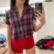 maroon cropped flannel